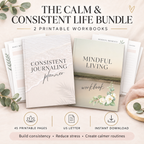 Mindfulness & Journaling Bundle – 45-Page Printable Self-Care Planner & Wellness Workbook