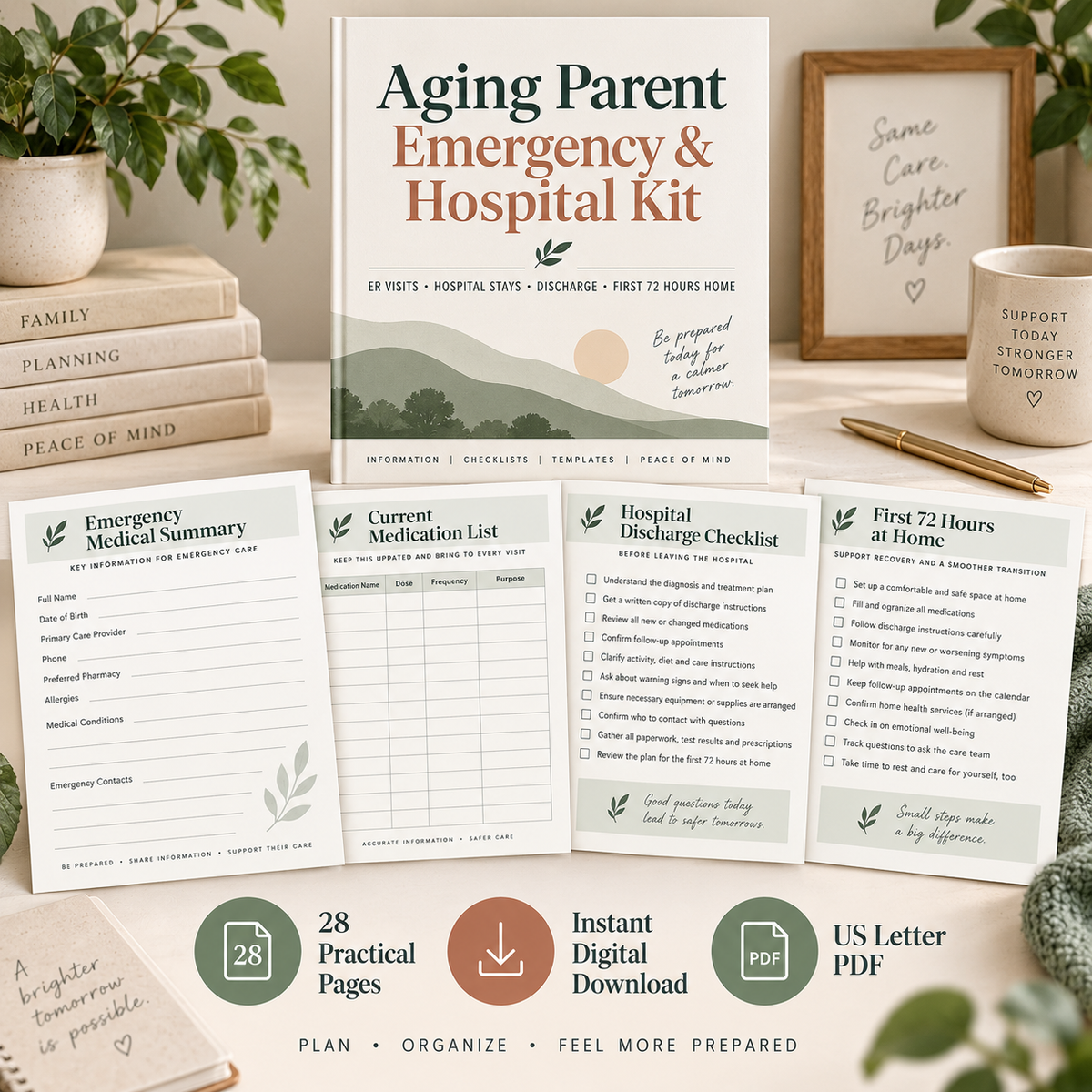 Caregiver Emergency Kit PDF – Hospital Planner, Medication List & Discharge Organizer