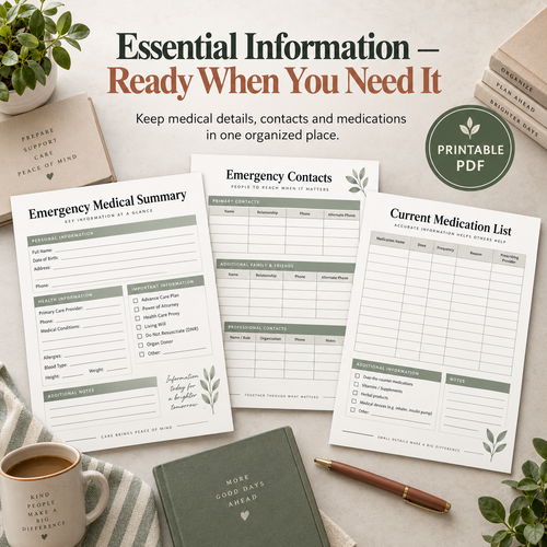 Caregiver Emergency Kit PDF – Hospital Planner, Medication List & Discharge Organizer