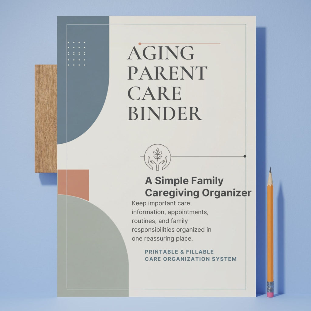 Aging Parent Care Binder — The Calm, All-in-One Caregiver Organizer (62-Page Printable PDF)