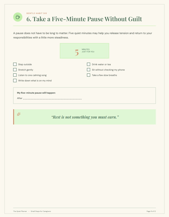 Small Steps for Caregivers: A Gentle 7-Day Printable Guide